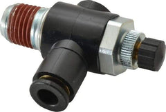 ARO/Ingersoll-Rand - 1/4" Male NPT x 1/4" Female NPT Right Angle Flow Control Valve - 0 to 150 psi & Brass Material - Exact Industrial Supply