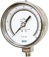 Wika - 4" Dial, 1/4 Thread, 0-100 Scale Range, Pressure Gauge - Lower Connection Mount, Accurate to 0.25% of Scale - Exact Industrial Supply