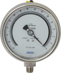 Wika - 4" Dial, 1/4 Thread, 30-0 Scale Range, Pressure Gauge - Lower Connection Mount, Accurate to 0.25% of Scale - Exact Industrial Supply