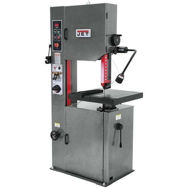 Jet - 14 Inch Throat Capacity, Variable Speed Pulley Vertical Bandsaw - 82 to 330 SFPM, 1 HP, Single Phase - Exact Industrial Supply