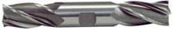 Hertel - 1", 1-7/8" LOC, 1" Shank Diam, 6-3/8" OAL, 4 Flute, High Speed Steel Square End Mill - Double End, TiCN Finish, Spiral Flute, 30° Helix, Centercutting, Right Hand Cut, Right Hand Flute - Exact Industrial Supply