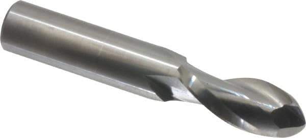 Onsrud - 1/2" Cutting Diam x 1-1/8" Length of Cut, 2 Flute, Upcut Spiral Router Bit - Uncoated, Right Hand Cut, Solid Carbide, 3" OAL x 1/2" Shank Diam, Ball End Taper, 30° Helix Angle - Exact Industrial Supply