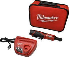 Milwaukee Tool - 1/4" Drive 12 Volt Inline Cordless Impact Wrench & Ratchet - 250 RPM, 30 Ft/Lb Torque, 1 Lithium-Ion Battery Included - Exact Industrial Supply