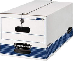 BANKERS BOX - 1 Compartment, 12 Inch Wide x 24 Inch Deep x 10 Inch High, File Storage Box - 1 Ply Side, 2 Ply Bottom, 2 Ply End, White and Blue - Exact Industrial Supply