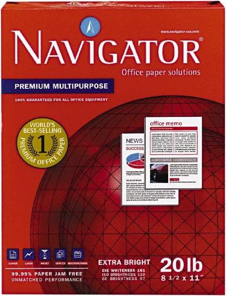 Navigator - White Copy Paper - Use with Laser Printers, Copiers, Fax Machines, Multifunction Machines - Exact Industrial Supply