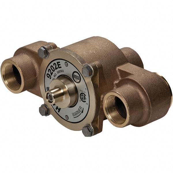 Haws - 1-1/4" Inlet, 10" Long x 5" Wide x 7" High, Brass Plumbed Wash Station Tempering Valve - Compatible with Combination Drench Shower & Eye/Face Wash Stations - Exact Industrial Supply