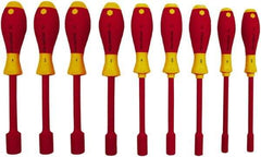 Wiha - 9 Piece 3/16 to 5/8" Insulated Nutdriver Set - Cushion Grip Handle - Exact Industrial Supply