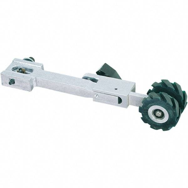 Dynabrade - 1-1/2" Wide Electric Versatility Belt Grinder Contact Arm - Split Wheel Arm, 72" Belt Length x 1-1/2" Belt Width, Serrated, Rubber, 70" Contact Wheel Diam - Exact Industrial Supply