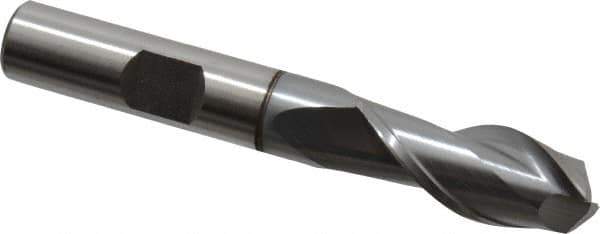 Cleveland - 7/16" Diam, 13/16" LOC, 2 Flute, 90° Point Angle, High Speed Steel Drill Mill - TiCN Finish, 2-1/2" OAL, 3/8" Shank Diam - Exact Industrial Supply