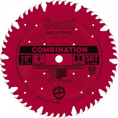 Freud - 10" Diam, 5/8" Arbor Hole Diam, 50 Tooth Wet & Dry Cut Saw Blade - Carbide-Tipped, Standard Round Arbor - Exact Industrial Supply