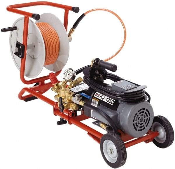 Ridgid - Electric Jet Battery Drain Cleaning Machine - For 1-1/4" to 4" Pipe, 3/16" x 100' Cable - Exact Industrial Supply