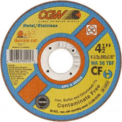 Camel Grinding Wheels - 9" 36 Grit Aluminum Oxide Cutoff Wheel - 1/16" Thick, 7/8" Arbor, 6,600 Max RPM - Exact Industrial Supply