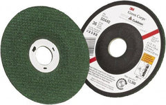 3M - 36 Grit, 4-1/2" Wheel Diam, 1/8" Wheel Thickness, 7/8" Arbor Hole, Type 27 Depressed Center Wheel - Ceramic - Exact Industrial Supply