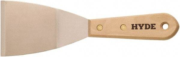 Hyde Tools - Stiff Carbon Steel Bent Chisel Scraper Set - 3" Blade Width x 5-1/2" Blade Length, 4" Long Hardwood Handle - Exact Industrial Supply