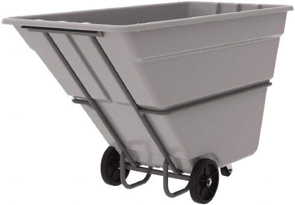 Akro-Mils - 2,000 Lb Load Capacity, 1 1/2 Cu Yd, Plastic Tilt Truck - 39" Wide x 85" Long x 51" High, Gray - Exact Industrial Supply