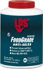 LPS - 1 Lb Brush Top Food Grade Anti-Seize Lubricant - Metal Free, -1,800°F, Opaque Off-White, Food Grade - Exact Industrial Supply