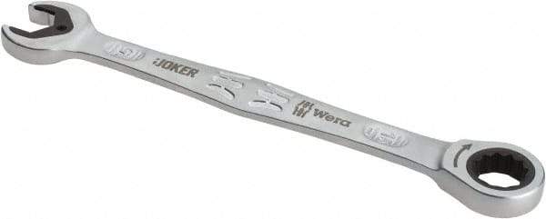 Wera - 15mm 12 Point Combination Wrench - 7-7/8" OAL, Chrome Molybdenum Steel, Satin Finish - Exact Industrial Supply
