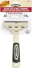 Hyde Tools - Stiff Carbon Steel 1-Edge Scraper - 4" Blade Width x 4" Blade Length, Plastic Handle - Exact Industrial Supply