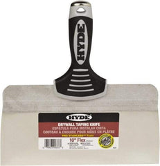 Hyde Tools - 10" Wide Spring Blade Stainless Steel Taping Knife - Flexible, Soft Grip Plastic Overmold Handle, 10-1/2" OAL - Exact Industrial Supply