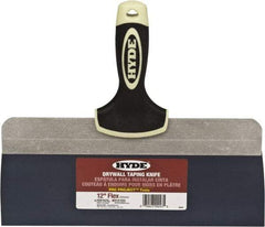 Hyde Tools - 12" Wide Spring Blade Tempered Steel Taping Knife - Flexible, Soft Grip Plastic Overmold Handle, 10-1/2" OAL - Exact Industrial Supply