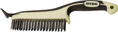 Hyde Tools - 20 Rows x 4 Columns Steel Scratch Brush - 6" Brush Length, 12-3/4" OAL, 1-1/8" Trim Length, Plastic with Rubber Overmold Ergonomic Handle - Exact Industrial Supply