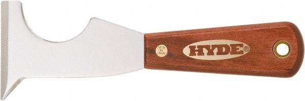 Hyde Tools - Stiff High Carbon Steel Chisel Scraper - 2-1/2" Blade Width x 2-1/2" Blade Length, Hardwood Handle - Exact Industrial Supply
