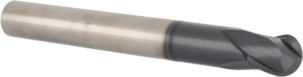 Accupro - 3/4" Diam, 3/4" LOC, 2 Flute Solid Carbide Ball End Mill - TiAlN Finish, Single End, 6-1/4" OAL, 3/4" Shank Diam, Spiral Flute - Exact Industrial Supply