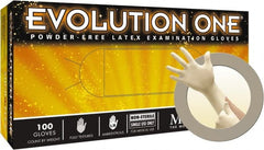 Disposable Gloves: Size Medium, 5 mil, Latex Natural, 9-1/2″ Length, Fully Textured, FDA Approved