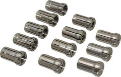 Parlec - 12 Piece, 1/16" to 3/4" Capacity, Double Angle Collet Set - Series DA180 - Exact Industrial Supply