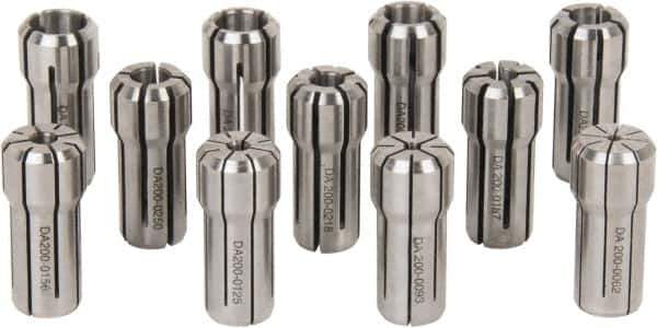 Parlec - 11 Piece, 1/16" to 3/8" Capacity, Double Angle Collet Set - Series DA200 - Exact Industrial Supply