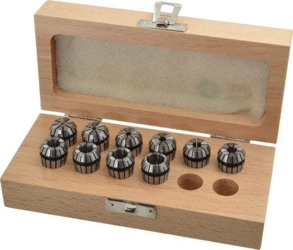 Parlec - 10 Piece, 0.5mm to 10mm Capacity, ER Collet Set - Increments of 1mm, Series ER16 - Exact Industrial Supply