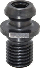 Parlec - A Style, CAT50 Taper, 1-8 Thread, 45° Angle Radius, Standard Retention Knob - 2.3" OAL, 1.14" Knob Diam, 0.2" Flange Thickness, 1" from Knob to Flange, 1.031" Pilot Diam, 0.468" Coolant Hole, Through Coolant - Exact Industrial Supply