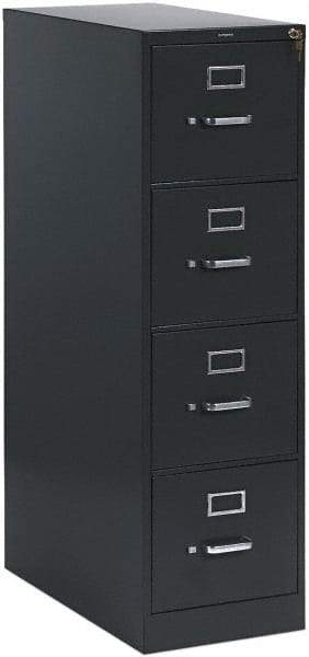 Hon - 15" Wide x 52" High x 26-1/2" Deep, 4 Drawer Vertical File with Lock - Steel, Charcoal - Exact Industrial Supply