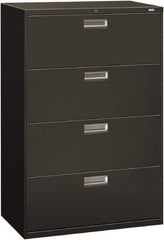 Hon - 36" Wide x 53-1/4" High x 19-1/4" Deep, 4 Drawer Lateral File - Steel, Charcoal - Exact Industrial Supply