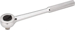 Stanley - 1/2" Drive Round Head Ratchet - Chrome Finish, 10" OAL - Exact Industrial Supply
