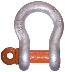 CM - 1/4" Nominal Chain Size, 0.75 Ton Carbon Steel Screw Anchor Shackle - 13/32" Diam, 9/32" Pin Diam, 15/32" Wide Inside Jaw, 3/4" Inside Width - Exact Industrial Supply