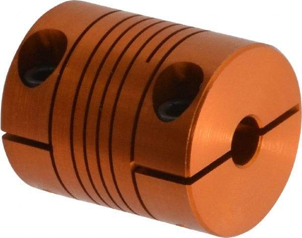 Lovejoy - 1/4" Max Bore Diam, Flexible Clamp Hub Coupling - 3/4" OD, 0.9" OAL, Anodized Aluminum - Exact Industrial Supply