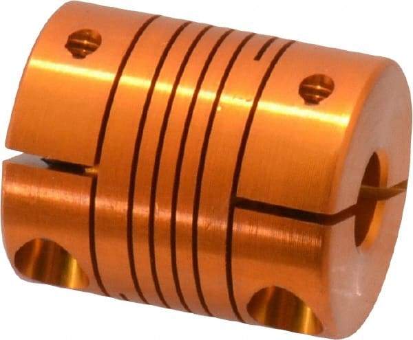 Lovejoy - 1/4" Max Bore Diam, Flexible Clamp Hub Coupling - 3/4" OD, 0.9" OAL, Anodized Aluminum - Exact Industrial Supply