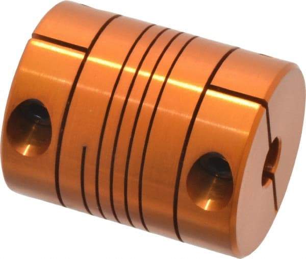 Lovejoy - 3/8" Max Bore Diam, Flexible Clamp Hub Coupling - 1" OD, 1-1/4" OAL, Anodized Aluminum - Exact Industrial Supply