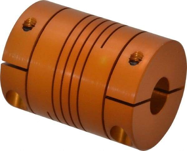 Lovejoy - 3/8" Max Bore Diam, Flexible Clamp Hub Coupling - 1.12" OD, 1-1/2" OAL, Anodized Aluminum - Exact Industrial Supply