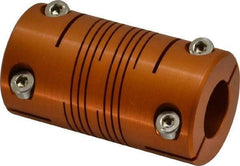 Lovejoy - 5/8" Max Bore Diam, Flexible Clamp Hub Coupling - 1-1/4" OD, 2-1/4" OAL, Anodized Aluminum - Exact Industrial Supply