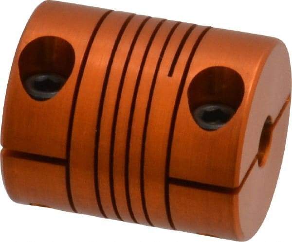 Lovejoy - 3/16" Max Bore Diam, Flexible Clamp Hub Coupling - 3/4" OD, 0.9" OAL, Anodized Aluminum - Exact Industrial Supply