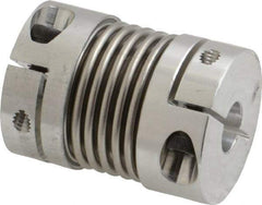 Lovejoy - 1/4" Max Bore Diam, Flexible Bellows Clamp Coupling - 0.984" OD, 1.023" OAL, Aluminum Hub with Stainless Steel Bellows - Exact Industrial Supply