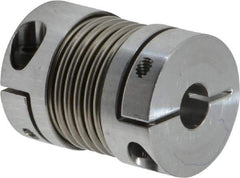 Lovejoy - 1/4" Max Bore Diam, Flexible Bellows Clamp Coupling - 0.984" OD, 1.023" OAL, Aluminum Hub with Stainless Steel Bellows - Exact Industrial Supply