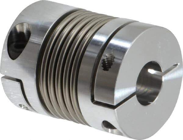 Lovejoy - 1/2" Max Bore Diam, Flexible Bellows Clamp Coupling - 1.28" OD, 1.614" OAL, Aluminum Hub with Stainless Steel Bellows - Exact Industrial Supply