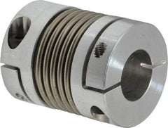 Lovejoy - 5/8" Max Bore Diam, Flexible Bellows Clamp Coupling - 1.28" OD, 1.614" OAL, Aluminum Hub with Stainless Steel Bellows - Exact Industrial Supply