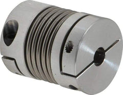 Lovejoy - 5/16" Max Bore Diam, Flexible Bellows Clamp Coupling - 1.28" OD, 1.614" OAL, Aluminum Hub with Stainless Steel Bellows - Exact Industrial Supply