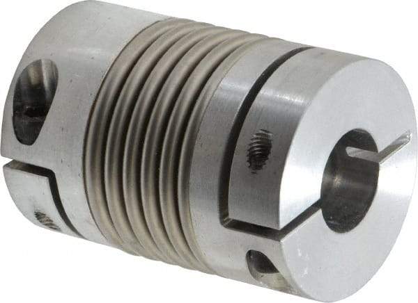 Lovejoy - 3/4" Max Bore Diam, Flexible Bellows Clamp Coupling - 1.77" OD, 2.48" OAL, Aluminum Hub with Stainless Steel Bellows - Exact Industrial Supply