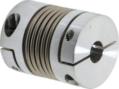 Lovejoy - 3/8" Max Bore Diam, Flexible Bellows Clamp Coupling - 1.28" OD, 1.614" OAL, Aluminum Hub with Stainless Steel Bellows - Exact Industrial Supply