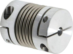 Lovejoy - 3/8" Max Bore Diam, Flexible Bellows Clamp Coupling - 1.28" OD, 1.614" OAL, Aluminum Hub with Stainless Steel Bellows - Exact Industrial Supply